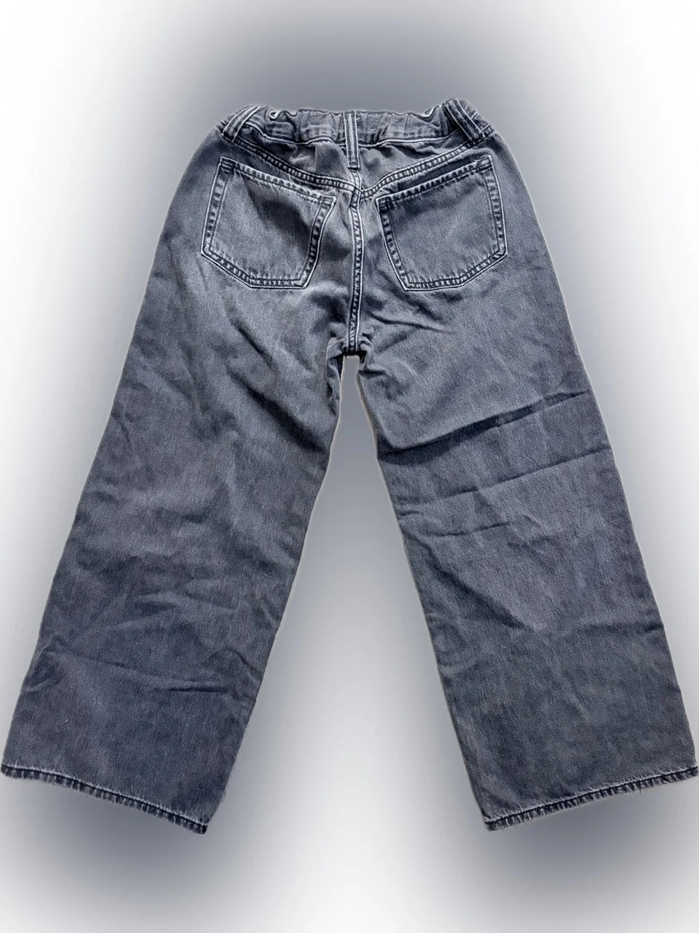 Old Navy Girls Size 12 High Rise Super Baggy Wide Leg Jeans Washed Black Denim
